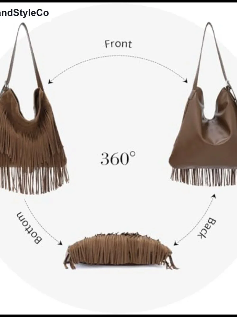 Fringe Hobo Bag for Women Vegan Faux Suede Leather Tassel Shoulder Bag